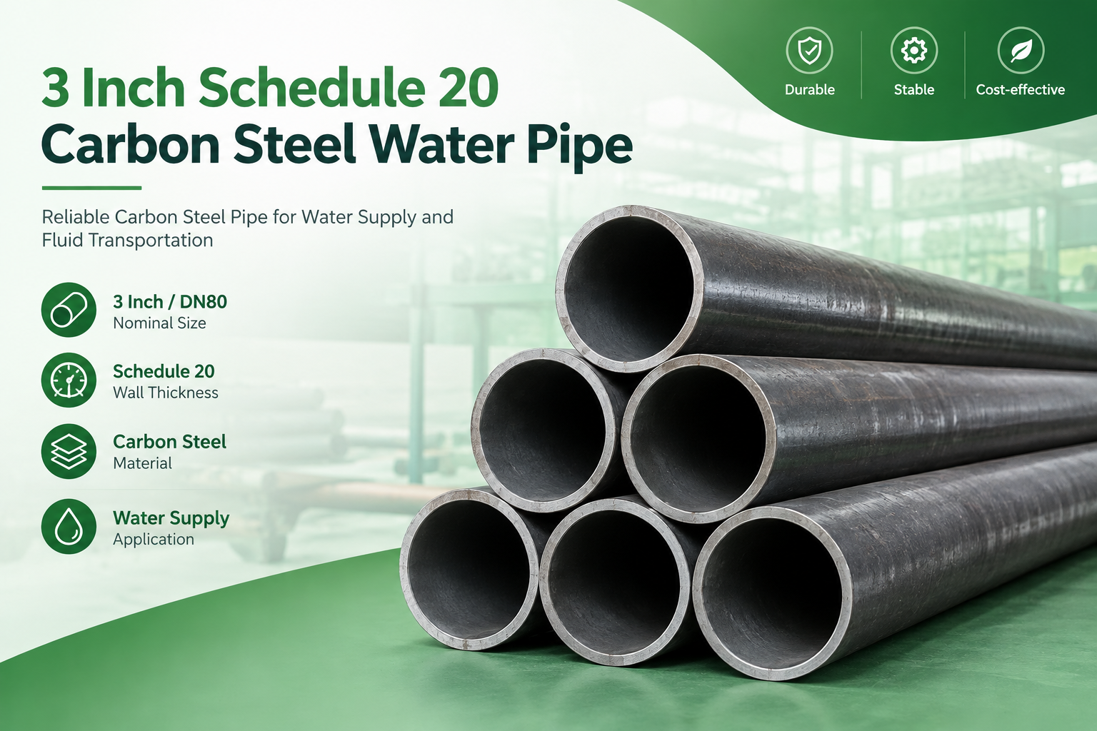 3 Inch Schedule 20 Carbon Steel Water Pipe