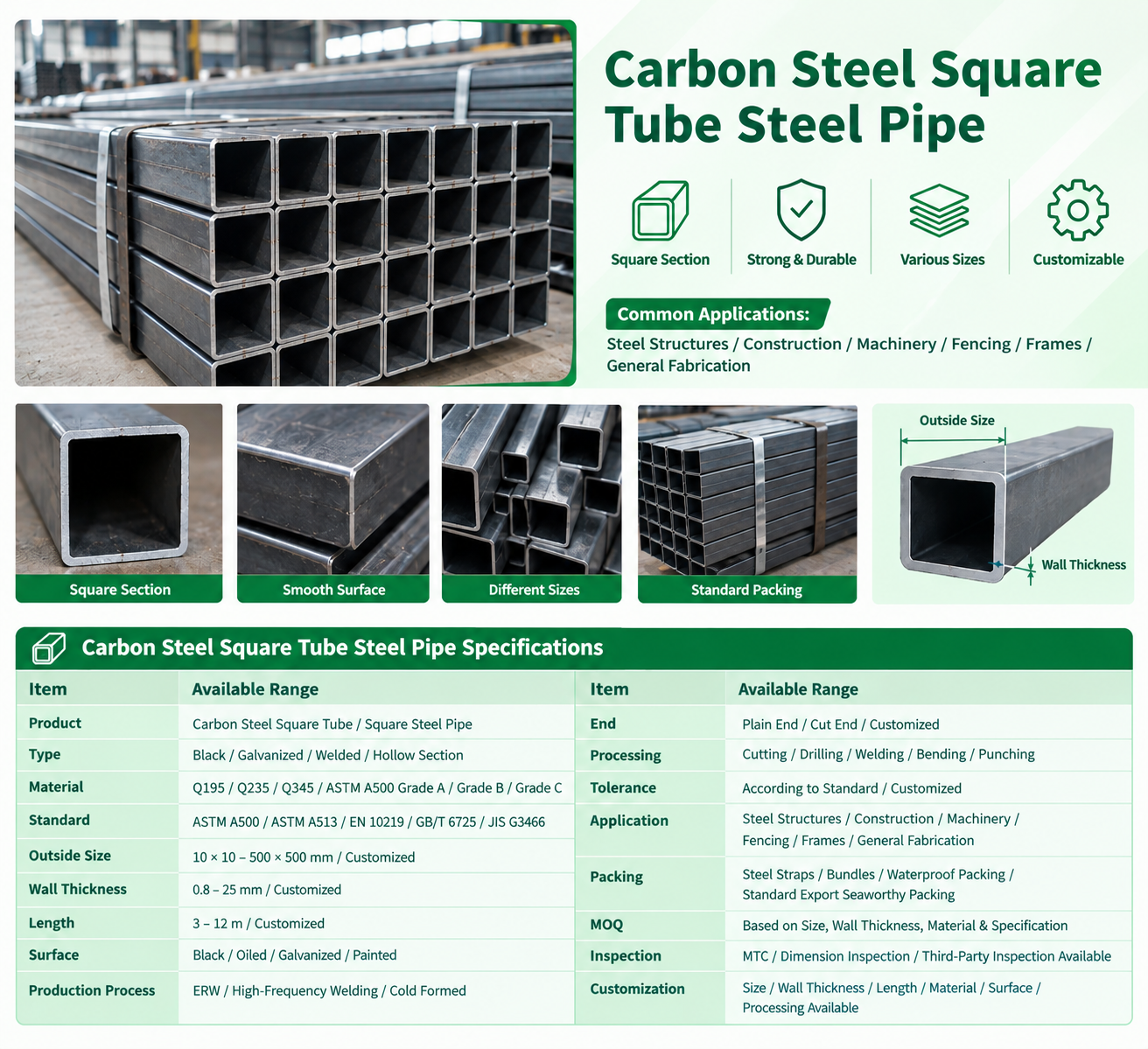 Carbon Steel Square Tube Steel Pipe | Square Steel Tube