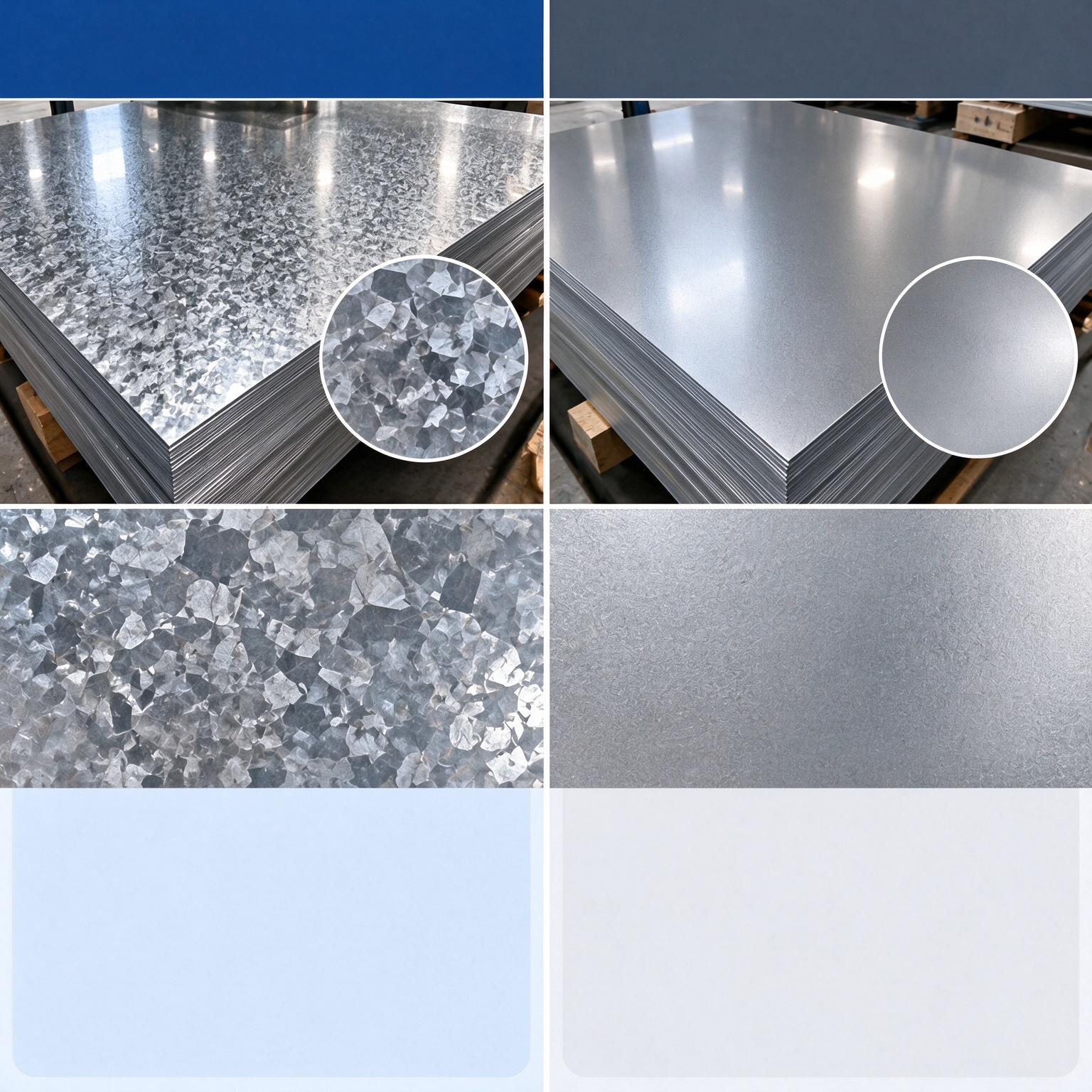 With Zinc Spangle vs Without Zinc Spangle Galvanized Steel Sheet Comparison