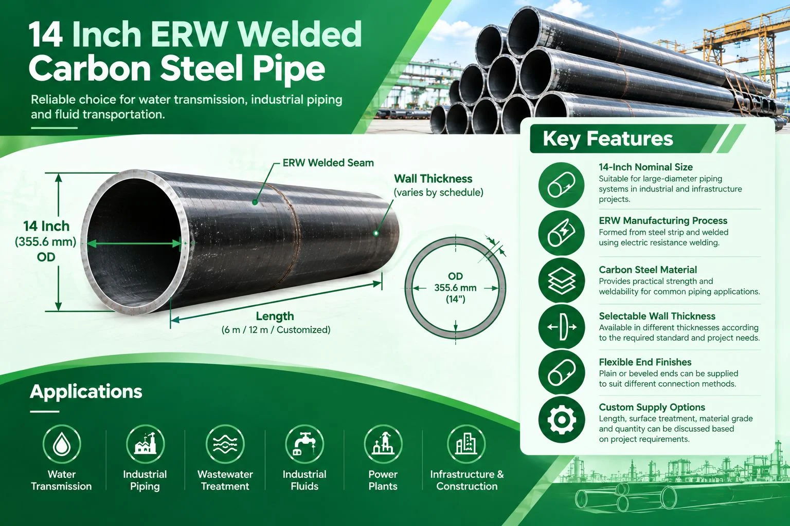 14 Inch ERW Welded Carbon Steel Pipe