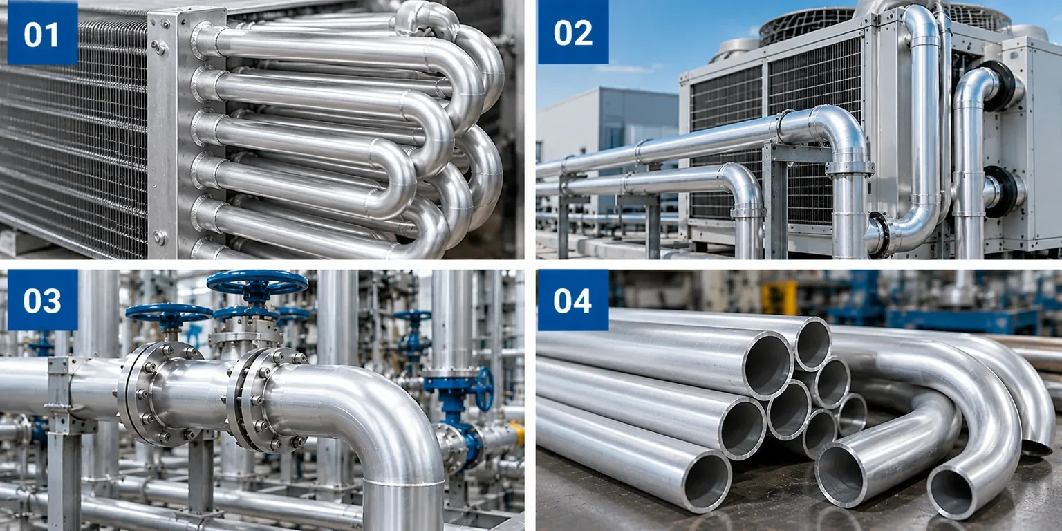 3003 aluminum pipe applications: heat exchangers, HVAC equipment, low-pressure fluid lines, and fabricated tubular components