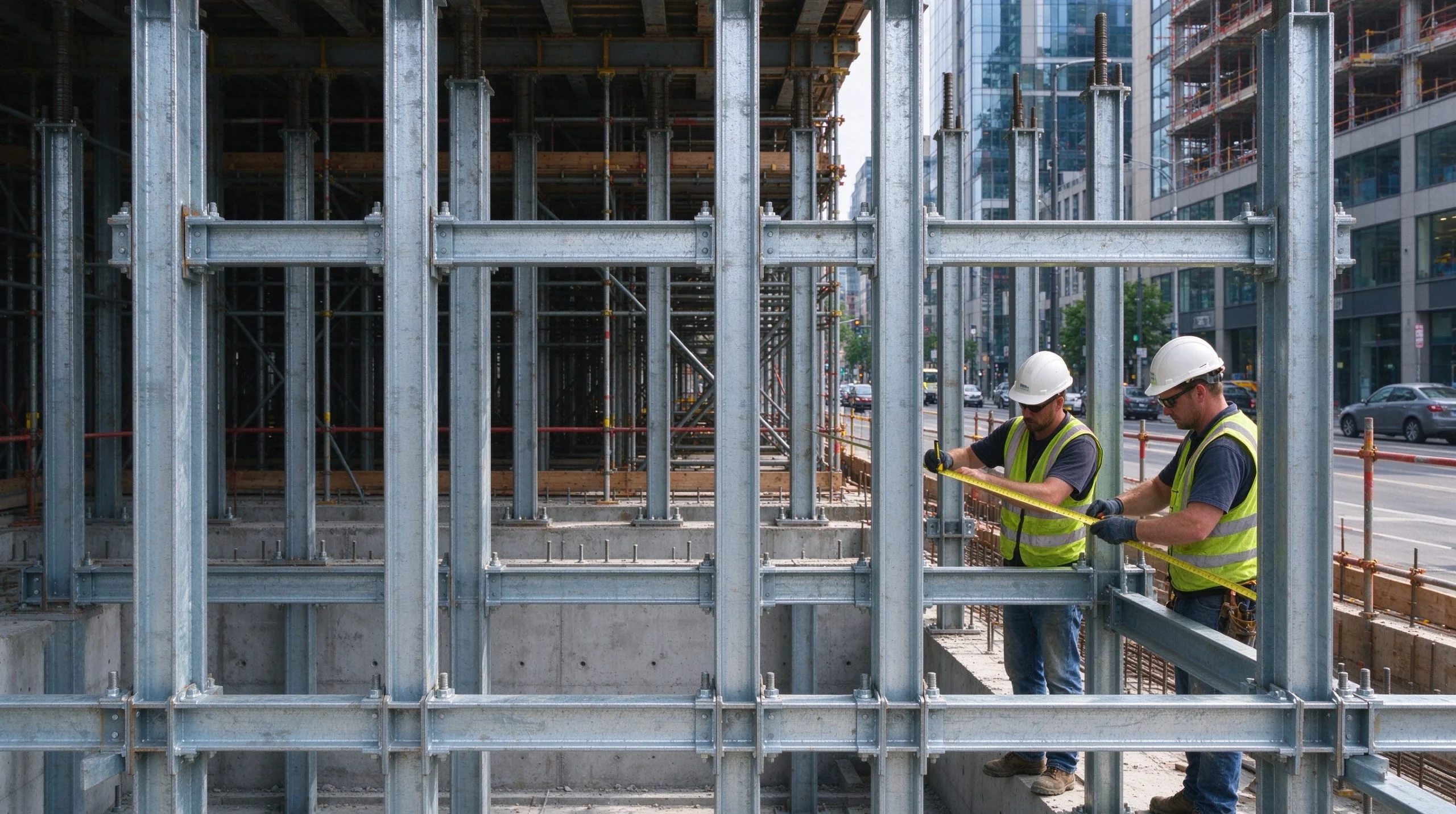 Galvanized Steel Channel Structure on Construction Site