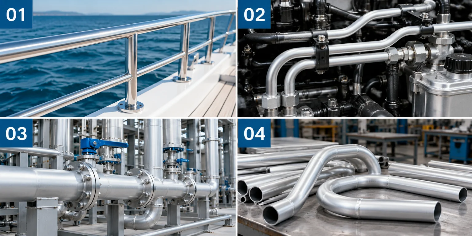 5052 aluminum pipe applications in marine equipment, fuel systems, industrial tubing, and fabricated components