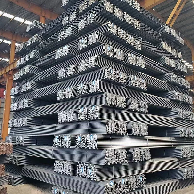 High Stack Nested Steel Angle Bundles in Warehouse
