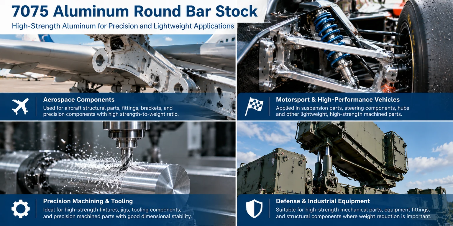 7075 aluminum round bar applications in aerospace, motorsport, tooling and industrial equipment