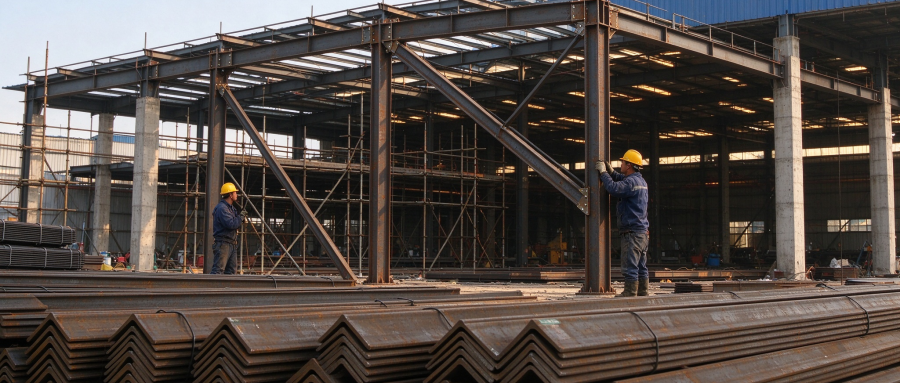 Installation of 63x63x6mm Equal Angle Steel Diagonal Bracing in Pre-Engineered Steel Building