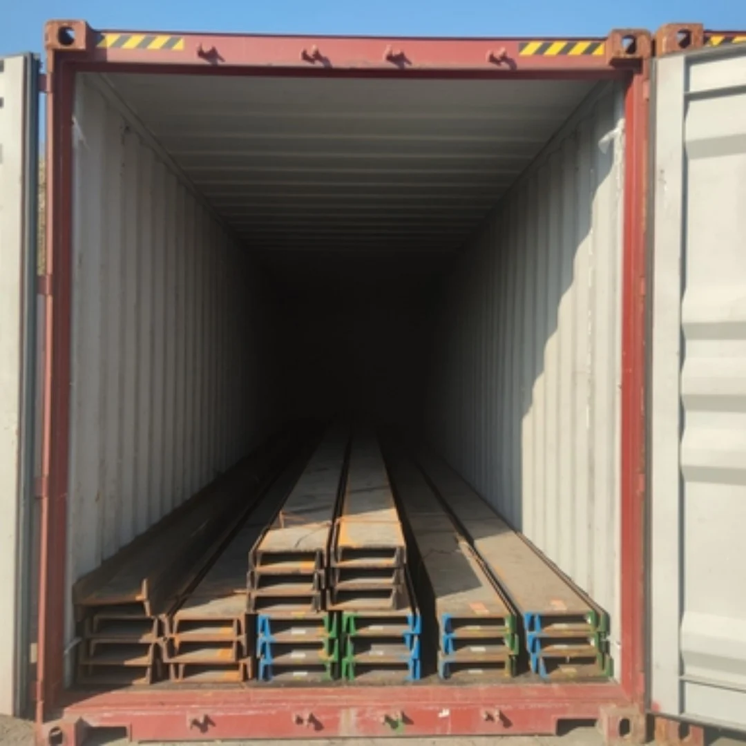 Steel Channel U-Beams Loaded in Shipping Container