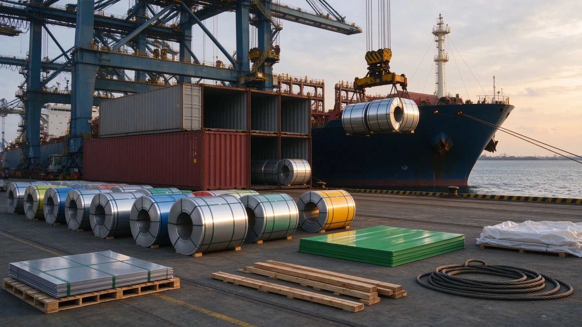 PPGL Steel Coils Seaworthy Export Loading