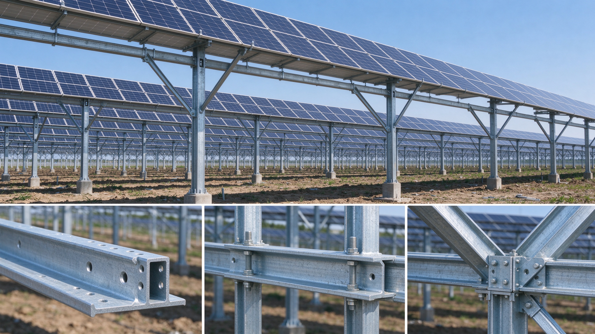 Hot-Dip Galvanized 50x50x5mm Angle Steel Used in Solar PV Ground Mounting Structure