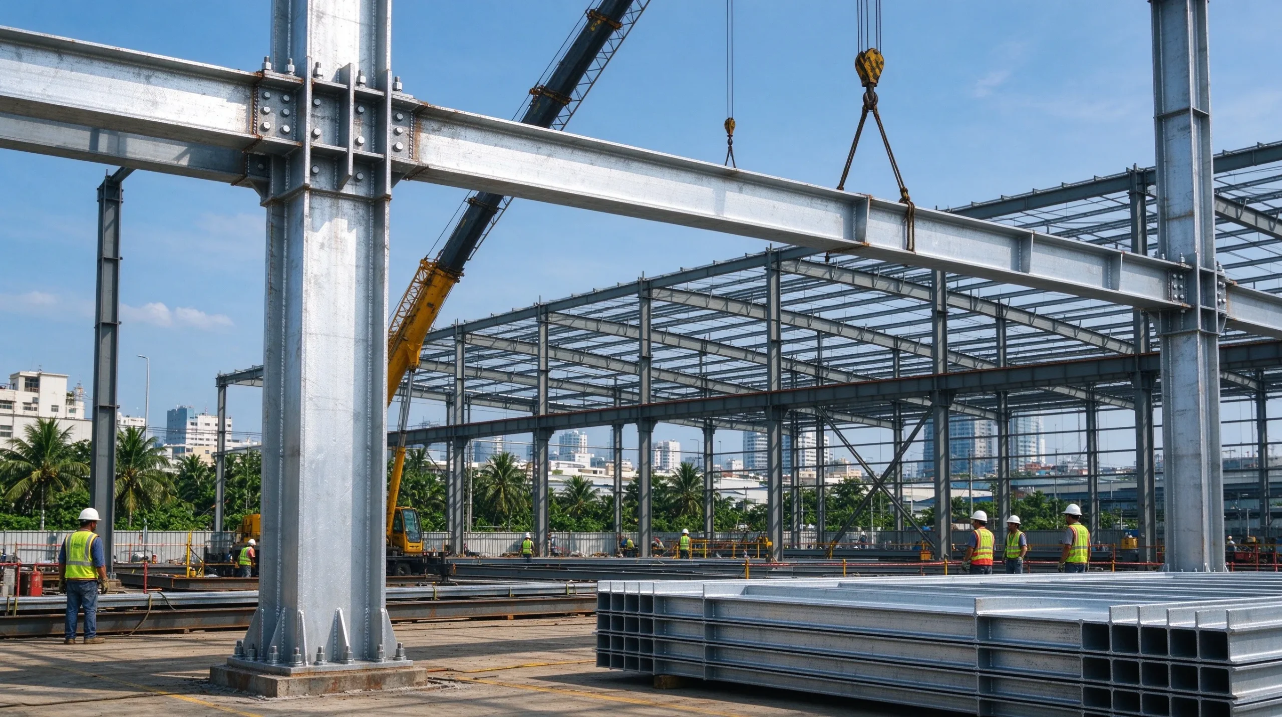 Hot-Dip Galvanized H-Beams for Anti-Corrosion Infrastructure