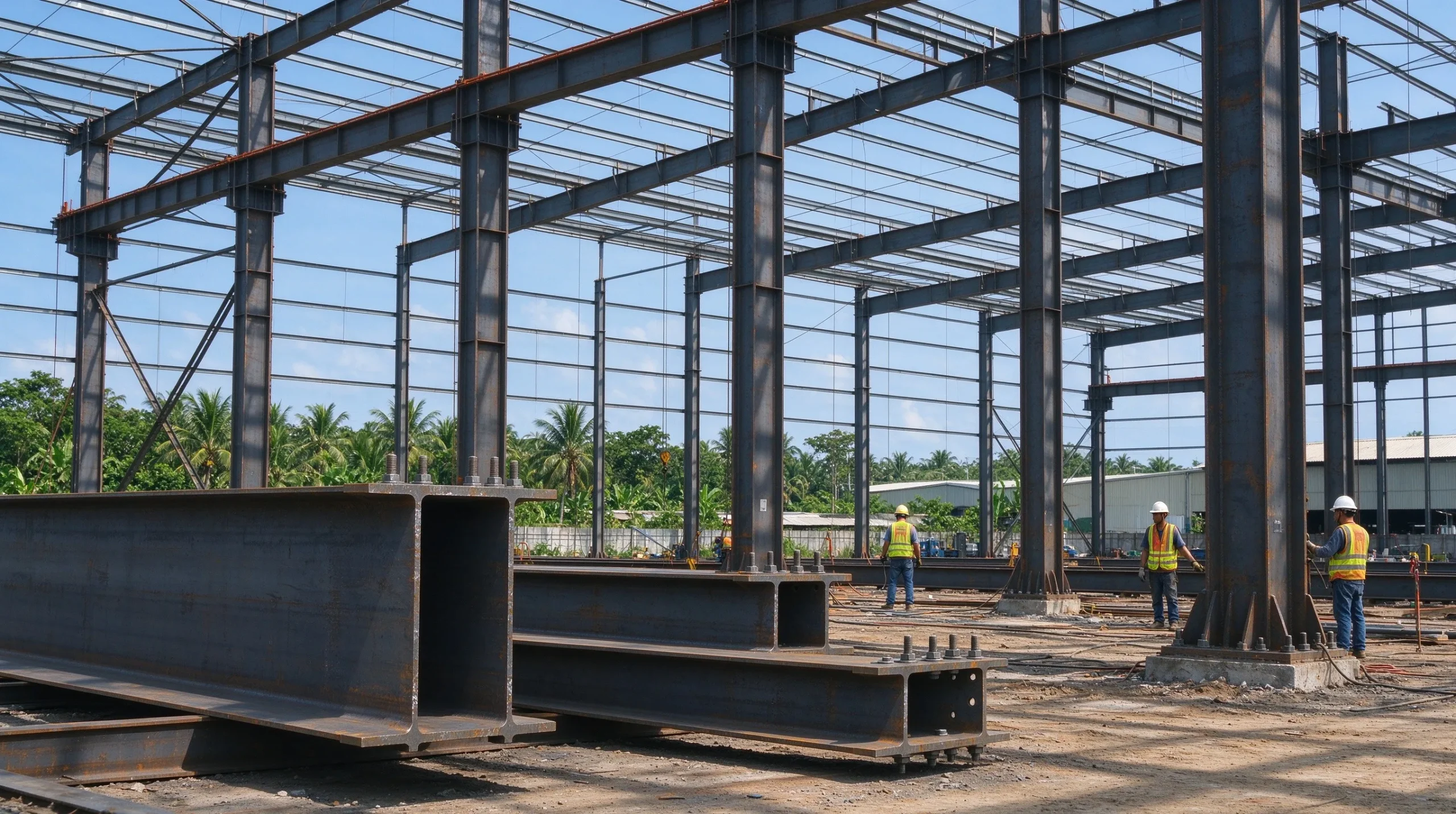Heavy Structural Steel Columns and Skeleton Erection